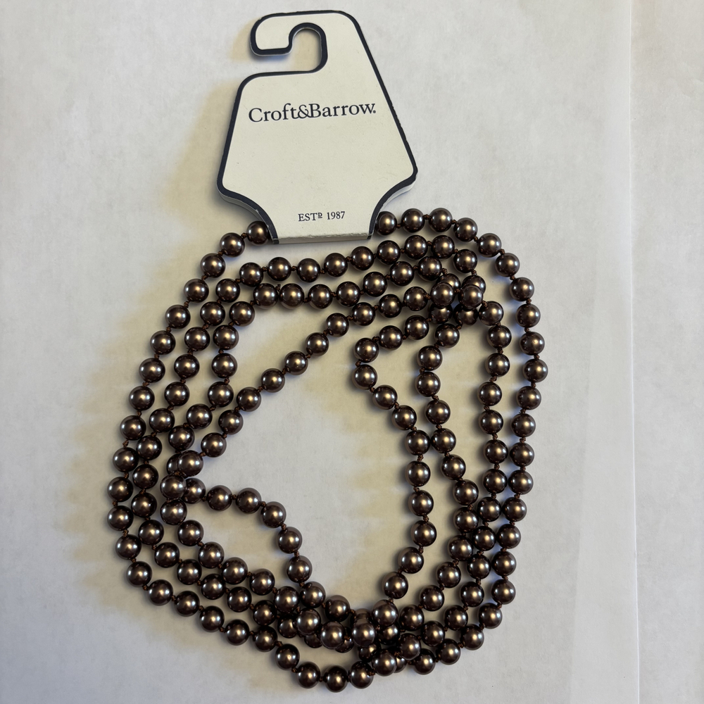 Croft & Barrow Metallic Bronze Brown Faux Pearl Multi Strand Long Necklace